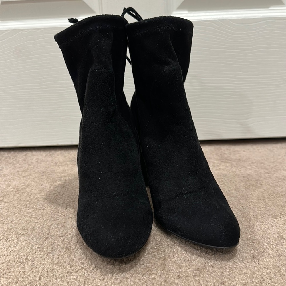 Charles David Black suede tie ankle boots